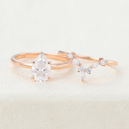 1.50 CT Pear Moissanite Solitaire Bridal Ring Set - farrellouise