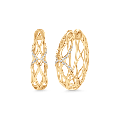 0.53 TCW Round Moissanite Diamond Dentelle Hoops Earrings - farrellouise