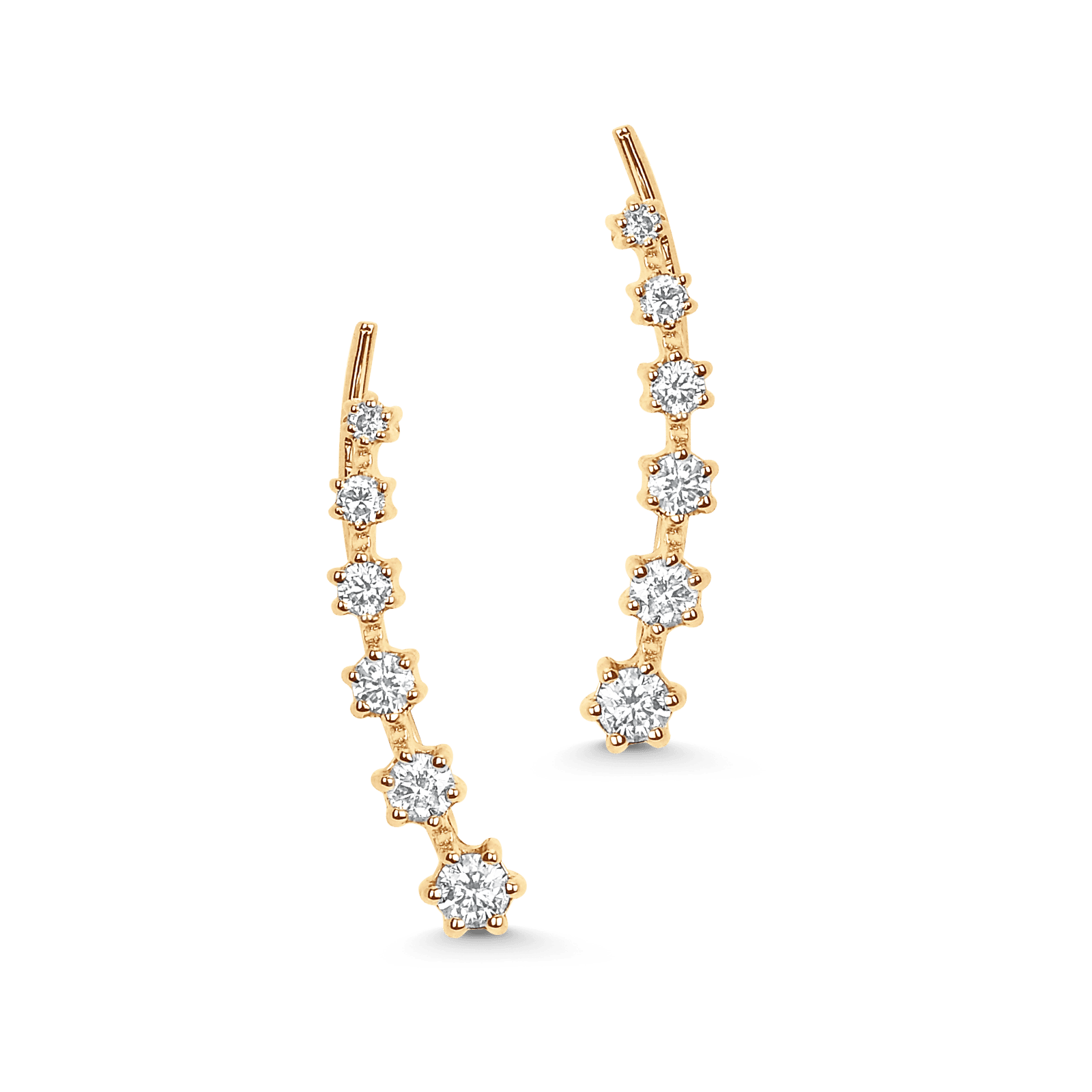 0.28 TCW Round Moissanite Diamond Ear Crawler Earrings - farrellouise
