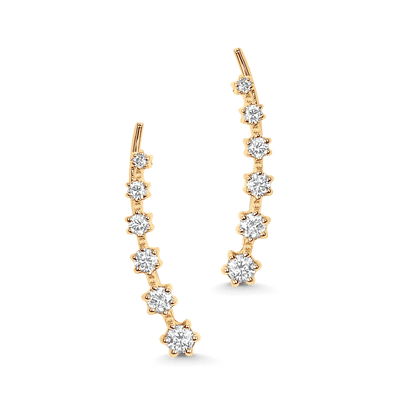 0.28 TCW Round Moissanite Diamond Ear Crawler Earrings - farrellouise