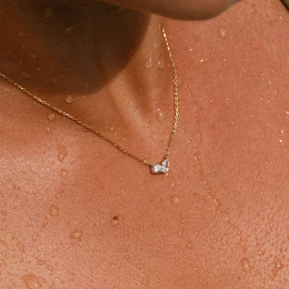 0.42 TCW Round & Pear Moissanite Diamond Two Stones Pendent Necklace - farrellouise