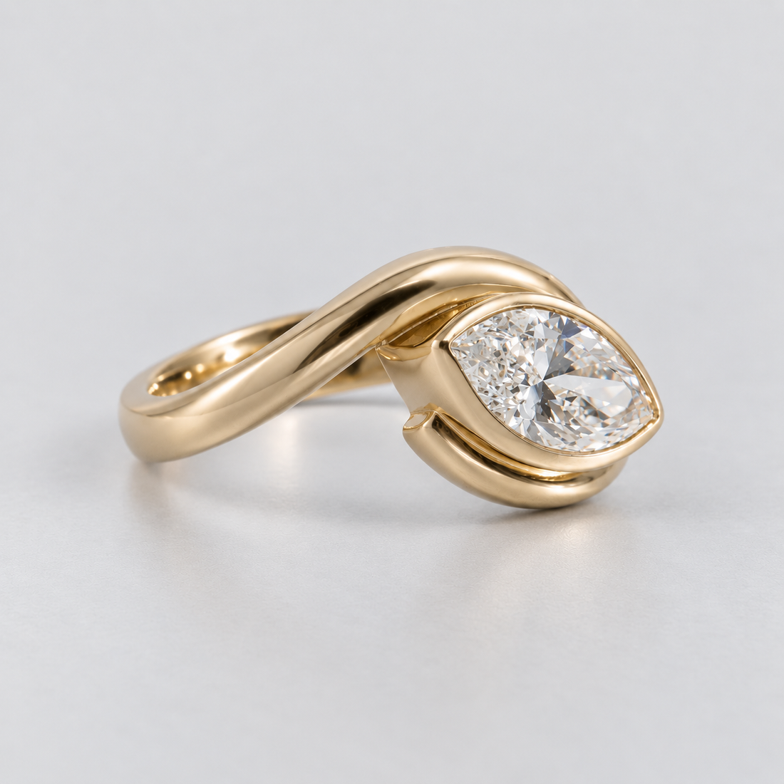 Elif - Marquise Cut Lab Diamond Rapture Bezel Solitaire Engagement Ring