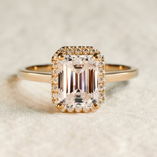 1.75 CT Emerald Moissanite Halo Engagement Ring