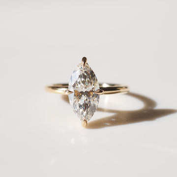 Gene - Marquise Cut Lab Diamond Hidden Halo Engagement Ring