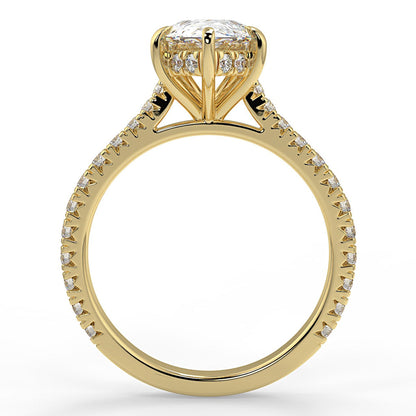 1.33 CT Pear Moissanite Hidden Halo Pave Setting Engagement Ring - farrellouise