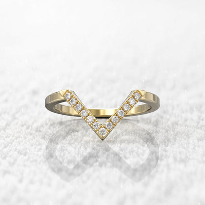 0.12 TCW Round Moissanite V Shape Wedding Band - farrellouise