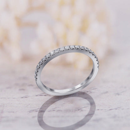 0.40 TCW Round Moissanite Half Eternity Wedding Band - farrellouise