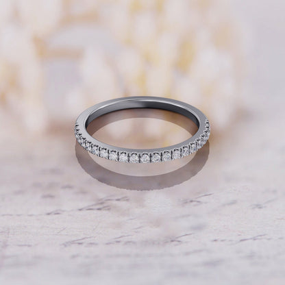 0.40 TCW Round Moissanite Half Eternity Wedding Band - farrellouise
