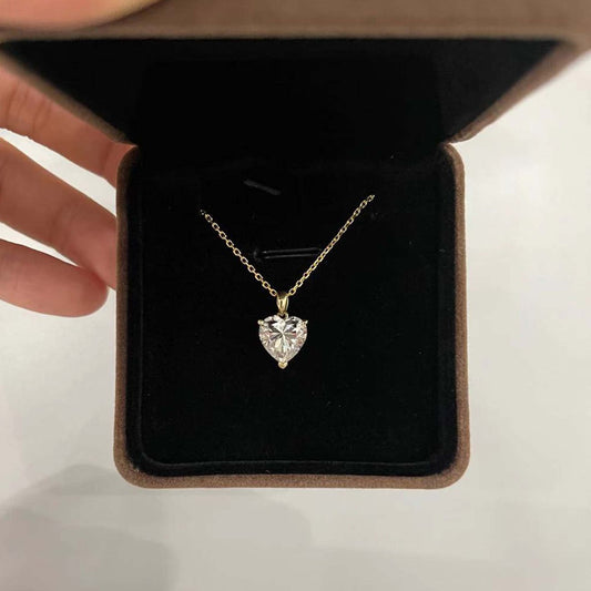 1.0 TCW Heart Moissanite Diamond Solitaire Necklace - farrellouise