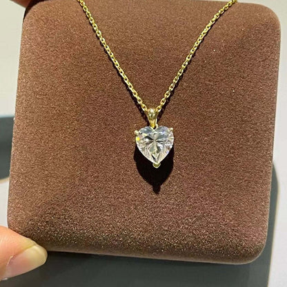 1.0 TCW Heart Moissanite Diamond Solitaire Necklace - farrellouise