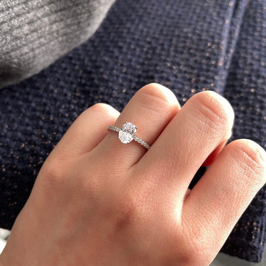1.50 CT Oval Moissanite Pave Setting Engagement Ring - farrellouise