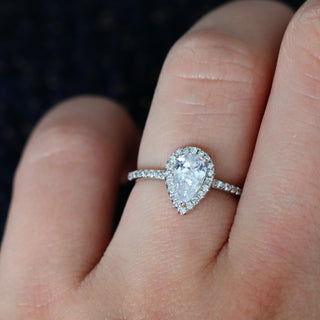 1.0 CT Pear Moissanite Halo & Pave Setting Engagement Ring - farrellouise