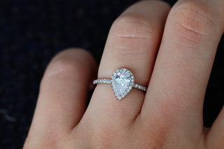 1.0 CT Pear Moissanite Halo & Pave Setting Engagement Ring - farrellouise