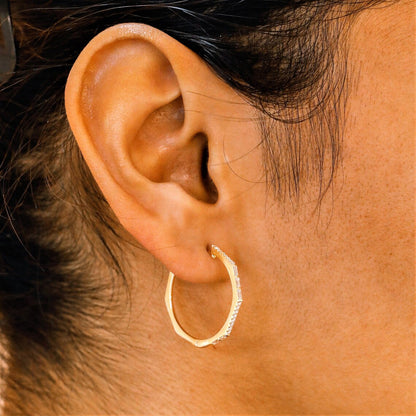 0.40 TCW Round Moissanite Diamond Hoop Earrings - farrellouise
