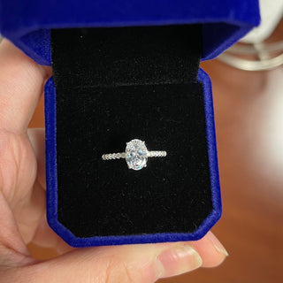 1.50 CT Oval Moissanite Solitaire & Pave Setting Engagement Ring - farrellouise