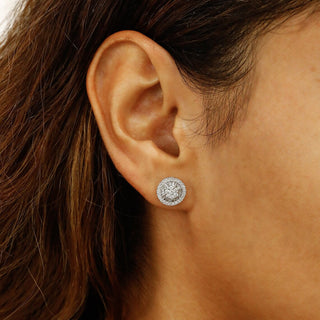 0.83 TCW Round & Baguette Moissanite Diamond Cluster Stud Earrings - farrellouise