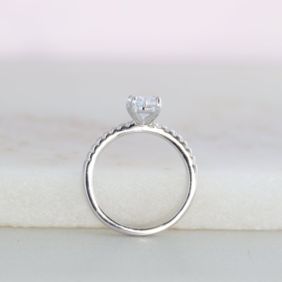 1.50 CT Oval Moissanite Pave Setting Engagement Ring - farrellouise