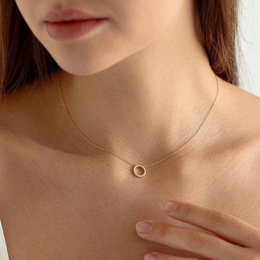 0.02 TCW Round Moissanite Diamond Circle Necklace - farrellouise