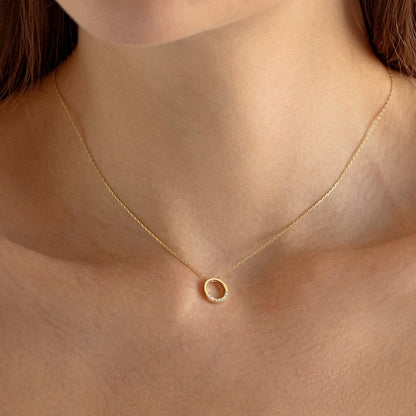 0.02 TCW Round Moissanite Diamond Circle Necklace - farrellouise