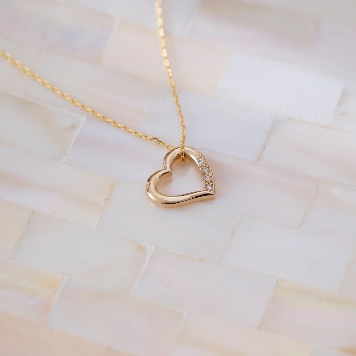 0.01 TCW Round Moissanite Diamond Heart Necklace - farrellouise