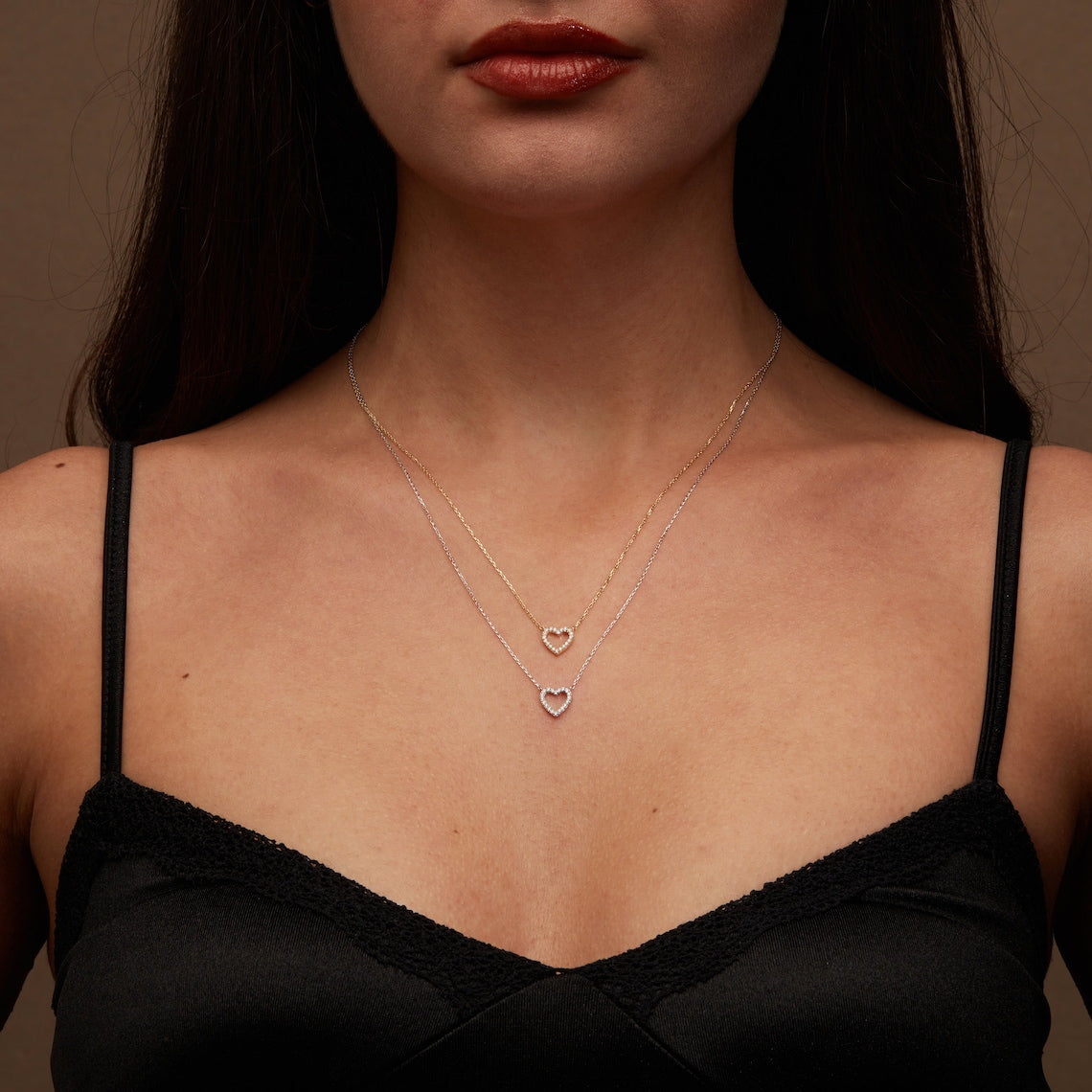 0.13 TCW Round Moissanite Diamond Heart Shaped Necklace - farrellouise