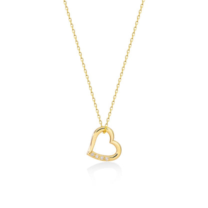 0.01 TCW Round Moissanite Diamond Heart Necklace - farrellouise