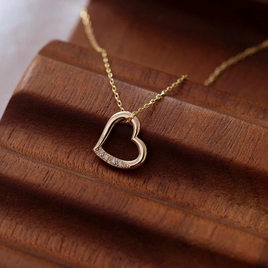 0.01 TCW Round Moissanite Diamond Heart Necklace - farrellouise