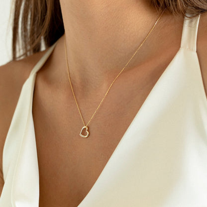 0.01 TCW Round Moissanite Diamond Heart Necklace - farrellouise