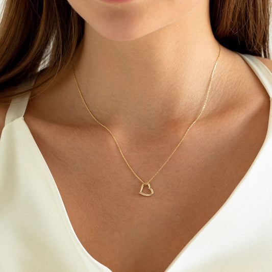 0.01 TCW Round Moissanite Diamond Heart Necklace - farrellouise