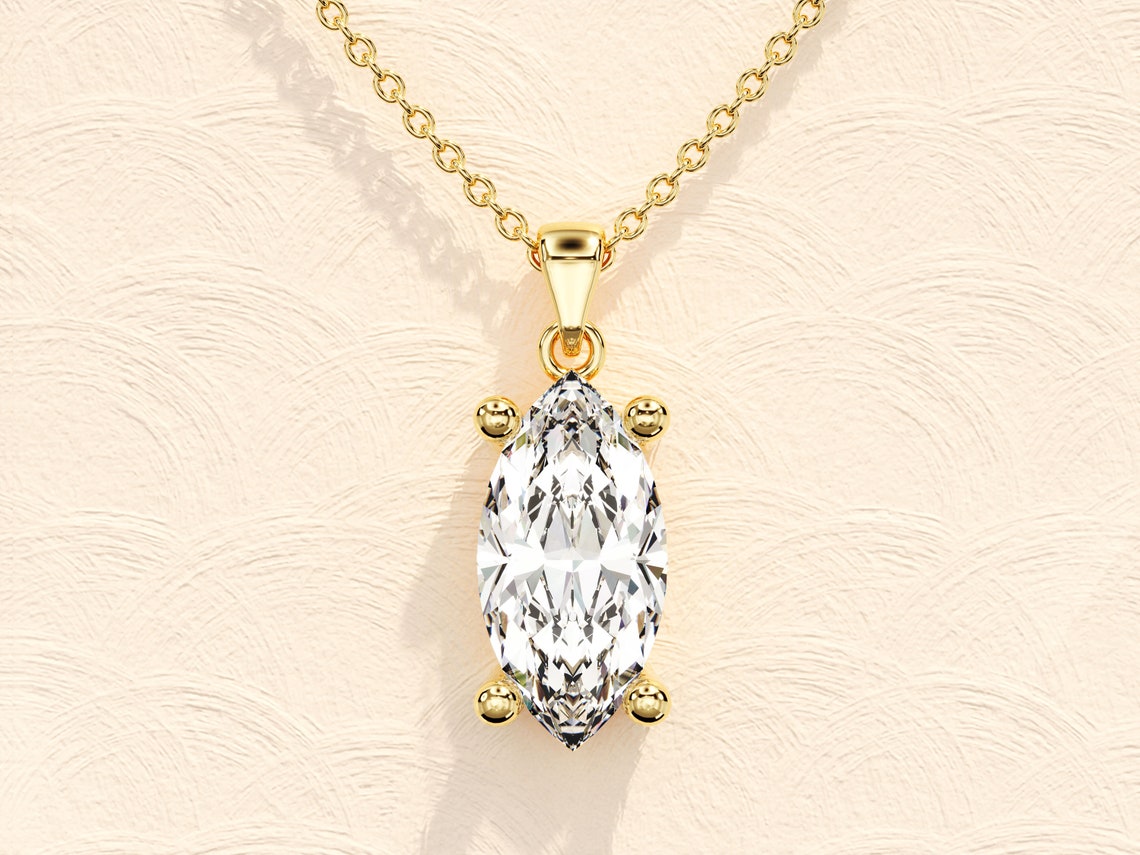 1.0 CT Marquise Moissanite Diamond Solitaire Necklace - farrellouise