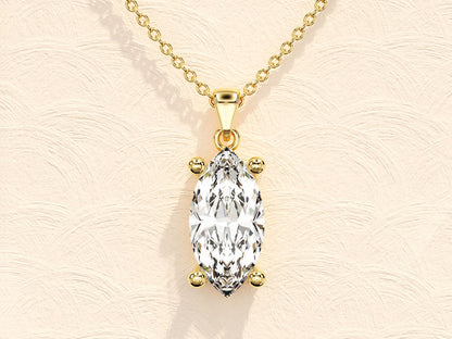 1.0 CT Marquise Moissanite Diamond Solitaire Necklace - farrellouise