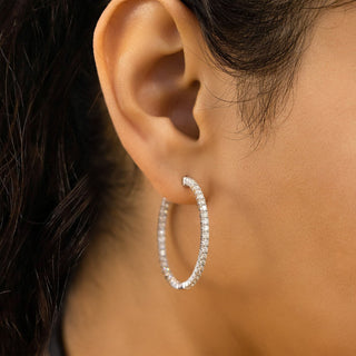 2.66 TCW Round Moissanite Diamond Hoop Earrings - farrellouise