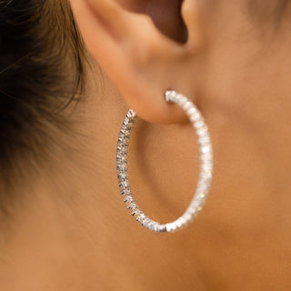 2.66 TCW Round Moissanite Diamond Hoop Earrings - farrellouise