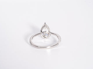 2.50 CT Pear Moissanite Hidden Halo Pave Setting Engagement Ring - farrellouise