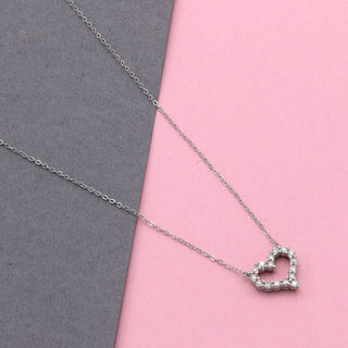 0.60 TCW Round Moissanite Diamond Heart Shaped Necklace - farrellouise