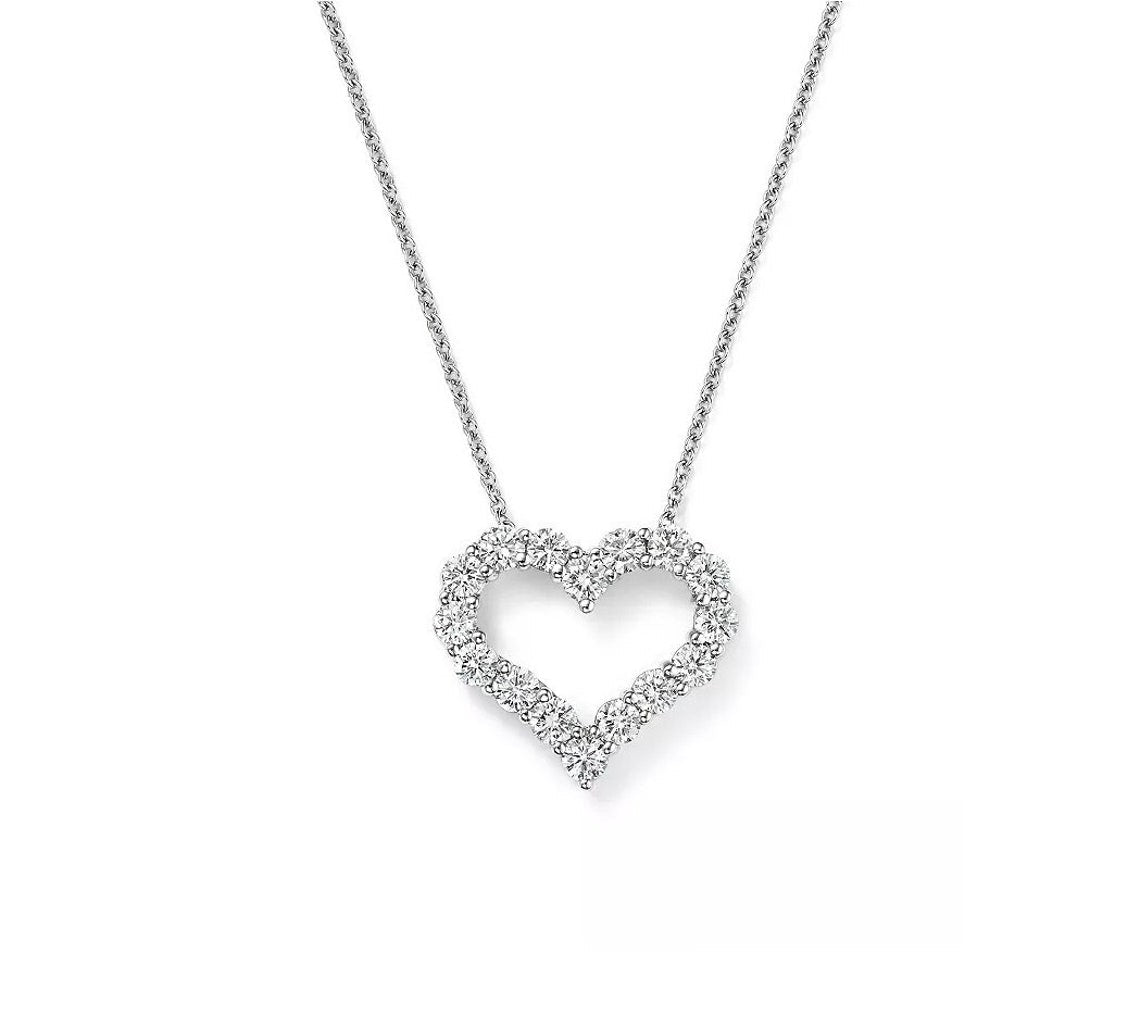 0.60 TCW Round Moissanite Diamond Heart Shaped Necklace - farrellouise