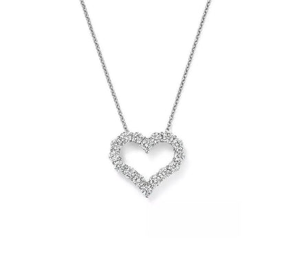 0.60 TCW Round Moissanite Diamond Heart Shaped Necklace - farrellouise
