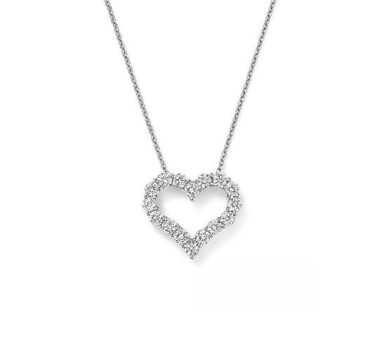 0.60 TCW Round Moissanite Diamond Heart Shaped Necklace - farrellouise