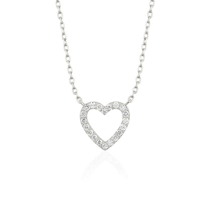 0.13 TCW Round Moissanite Diamond Heart Shaped Necklace - farrellouise