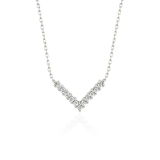 0.10 TCW Round Moissanite Diamond V Shaped Necklace - farrellouise