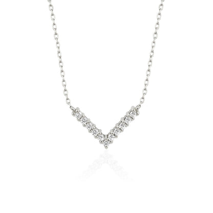 0.10 TCW Round Moissanite Diamond V Shaped Necklace - farrellouise