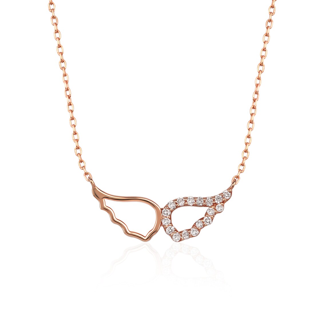 0.10 TCW Round Moissanite Diamond Wing Pendent Necklace - farrellouise