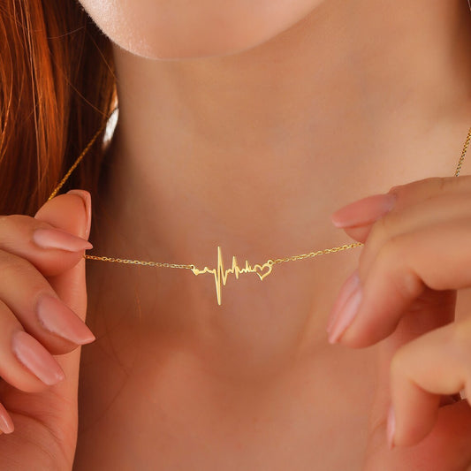 Dainty Heartbeat Necklace for Her - farrellouise