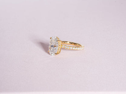 3.50 CT Oval Moissanite Hidden Halo Pave Setting Engagement Ring - farrellouise