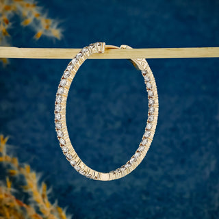 2.66 TCW Round Moissanite Diamond Hoop Earrings - farrellouise