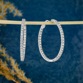 2.66 TCW Round Moissanite Diamond Hoop Earrings - farrellouise