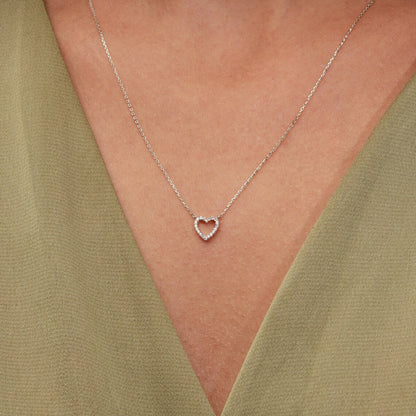 0.13 TCW Round Moissanite Diamond Heart Shaped Necklace - farrellouise