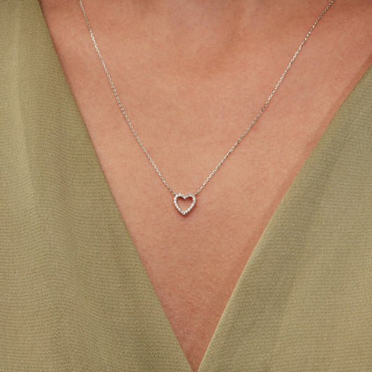 0.13 TCW Round Moissanite Diamond Heart Shaped Necklace - farrellouise