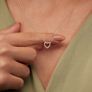 0.13 TCW Round Moissanite Diamond Heart Shaped Necklace - farrellouise