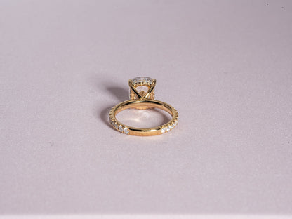 3.0 CT Elongated Cushion Moissanite Hidden Halo Engagement Ring With Pave Setting - farrellouise